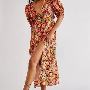 For Love and Lemons Laureen Puff Sleeve Midi Dress